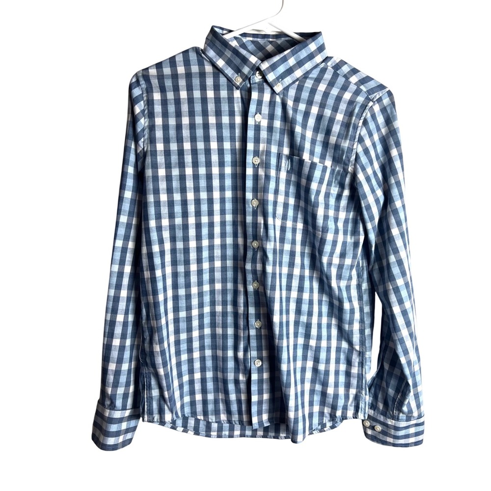 johnnie-O‎ Boys Prep-Formance Blue Checkered Button Up Shirt Size 14 Long Sleeve